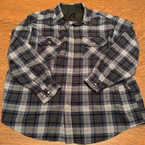 Private Club Flannel Shirt Adult 3XL Blue Navy Plaid Long Sleeve Mens